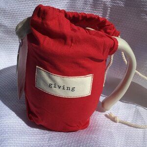 Demdaco Giving Red Cozy 12 oz Ceramic Stoneware Warm Heart Coffee Mug NWT